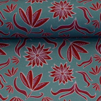 Preview: Canvas Retro Flowers by Emjo Design Blumen Rot/Mint von Swafing